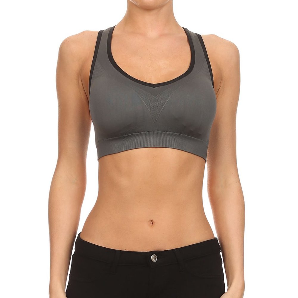 Yelete Activewear Racerback Sports Bra - Gray